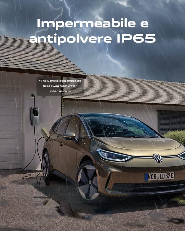 Detalle 2 de VDLPOWEREU caricatore EV Tipo 2 3,6 kW (6–16 A) con cavo da 5 m, monofase Schuko EU, IP65