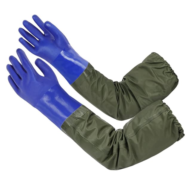 Detalle de ANOMM Guanti lunghi impermeabili in gomma da 70 cm per acquari, laghetto, giardinaggio e pesca, blu