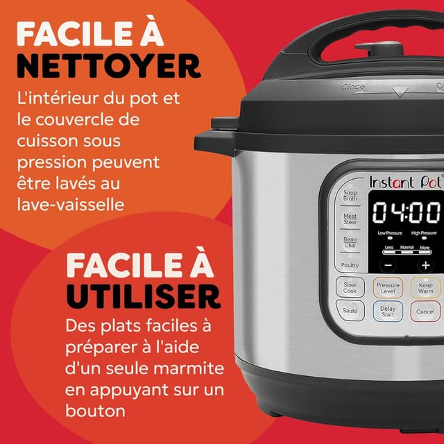 Detalle de Instant Pot Duo 60 7 en 1 – Autocuiseur multifonction 5,7 L, inox (13 programmes)