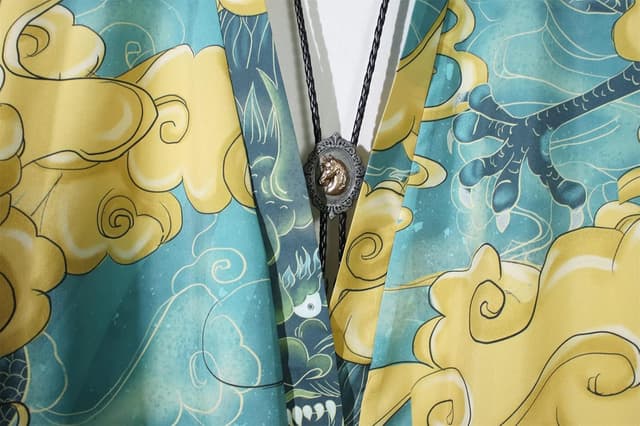 Detalle de Herren 3/4 Arm Japanisches Kimono Harajuku Hemd (Hawaiihemden) – Sommer- und Freizeitshirt