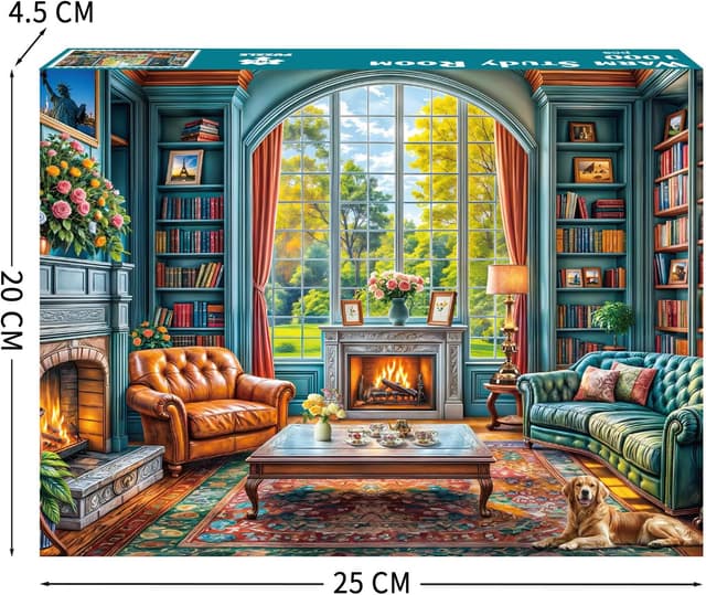 Detalle de TangComplete Warm Study Room 1000-Piece Jigsaw Puzzle for Adults (70x50cm / 27.5x19.7 in)