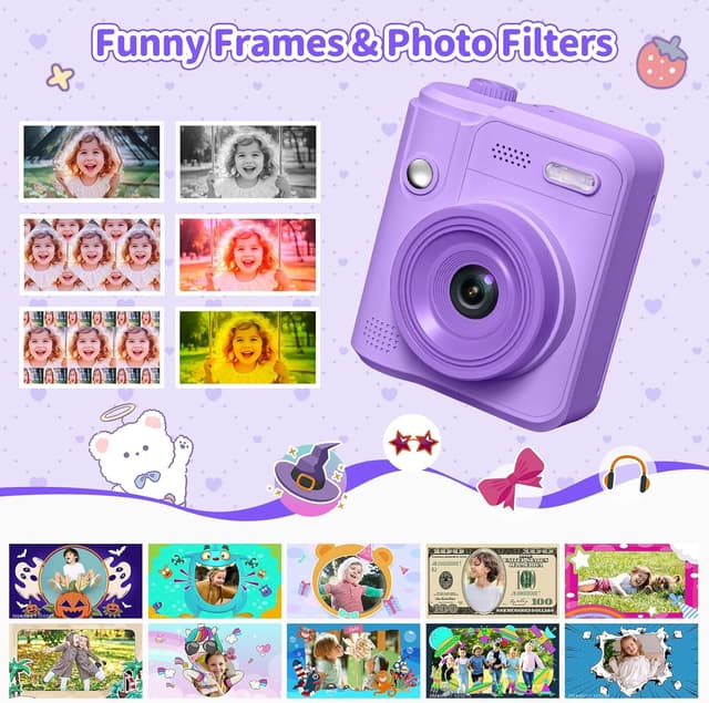 Detalle 2 de Gofunly Sofortbildkamera Kinder (1080P) mit 32GB-Karte & Sofortdruck – Kamera für Kinder ab 3 Jahren