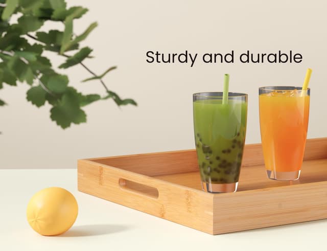 Detalle 2 de Fibogollo Bamboo Serving Tray Set 2 with Handles