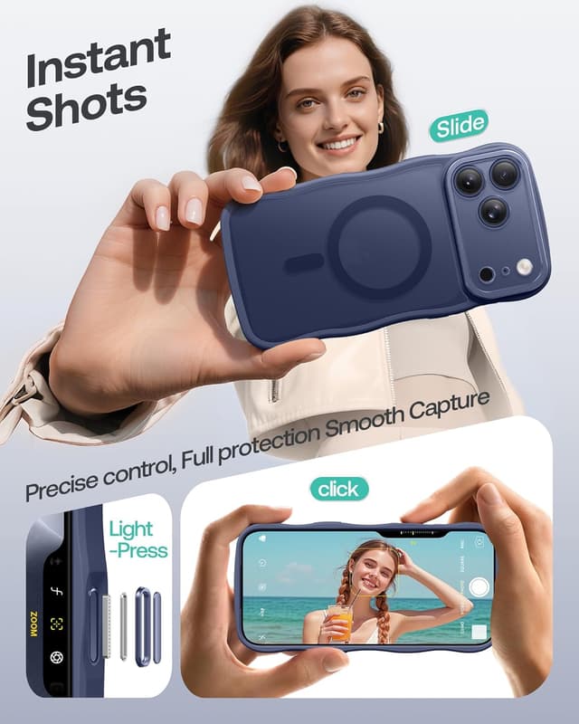 Detalle de GolbinBox iPhone 17 Pro Max Case with Stash Stand (6.9") — MagSafe Compatible, Full Camera Protection, Deep Blue