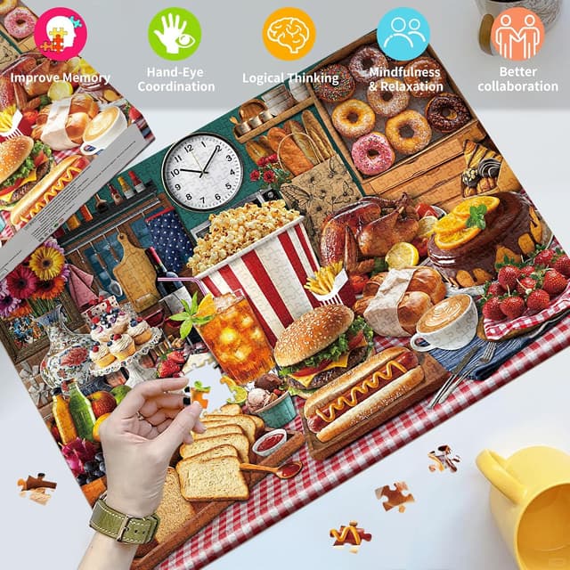Thumbnail 2 de HUADADA 1000 Piece Food Feast Puzzle