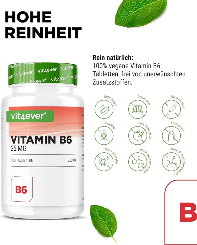 Detalle de vit4ever Vitamin B6 P-5-P 25 mg 365 Tabletten