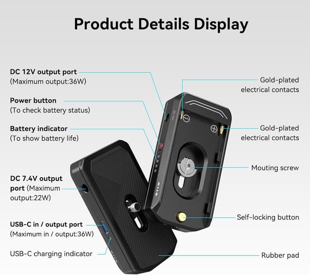 Detalle de SMALLRIG 3168B Plaque adaptateur NP-F pour BMPCC