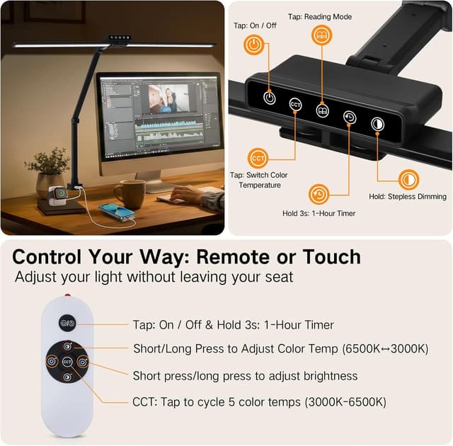 Detalle de OUTON LED desk lamp with clamp 24W