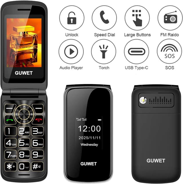 Thumbnail 1 de Guwet 2G Big Button Flip Phone Elderly