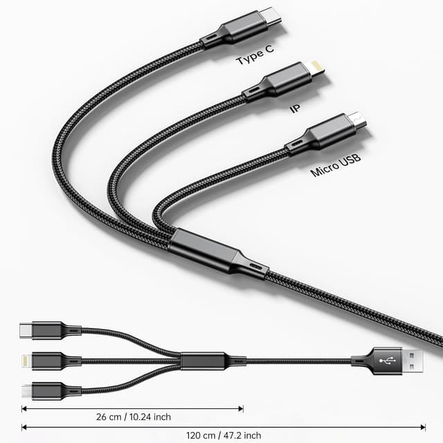 Detalle 2 de Multi Charging Cable 3-in-1 2-pack, 1.25m 🔌