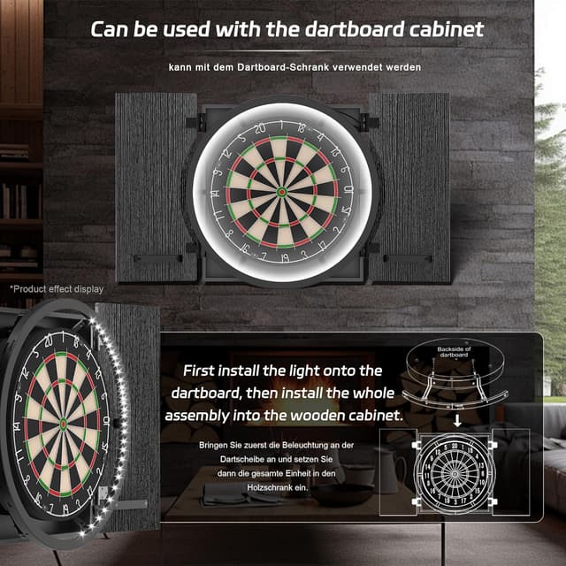 Detalle 2 de CyeeLife Dartleuchte 360° LED für Stahl‑Dartscheibe