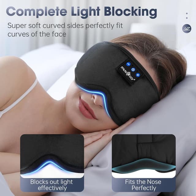 Detalle de MUSICOZY 3D Bluetooth Sleep Mask Headphones with 3D 100% blockout design