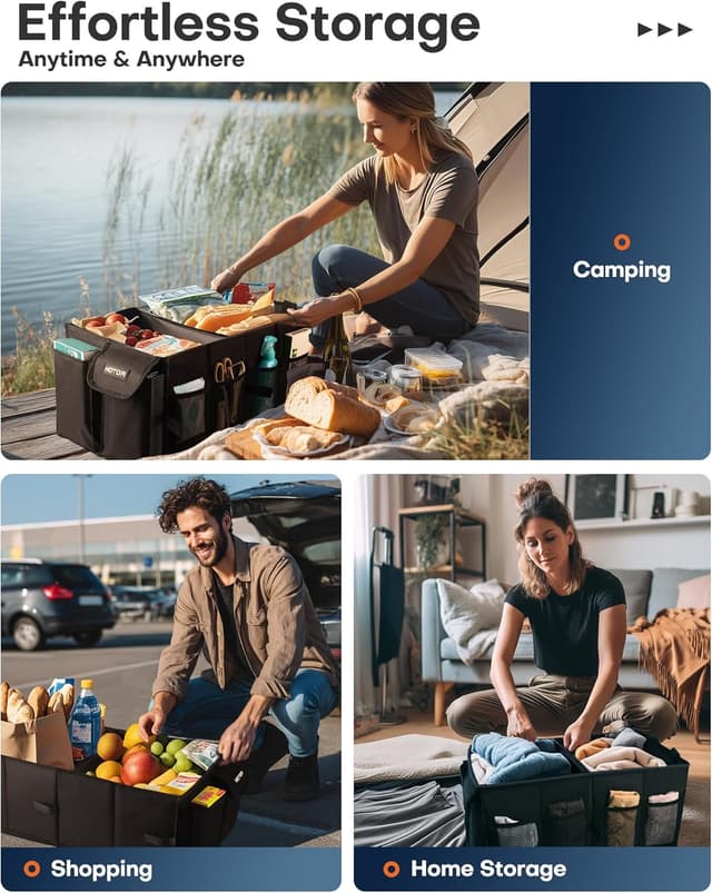 Thumbnail 4 de HOTOR Car Boot Organiser 54 cm collapsible trunk organiser