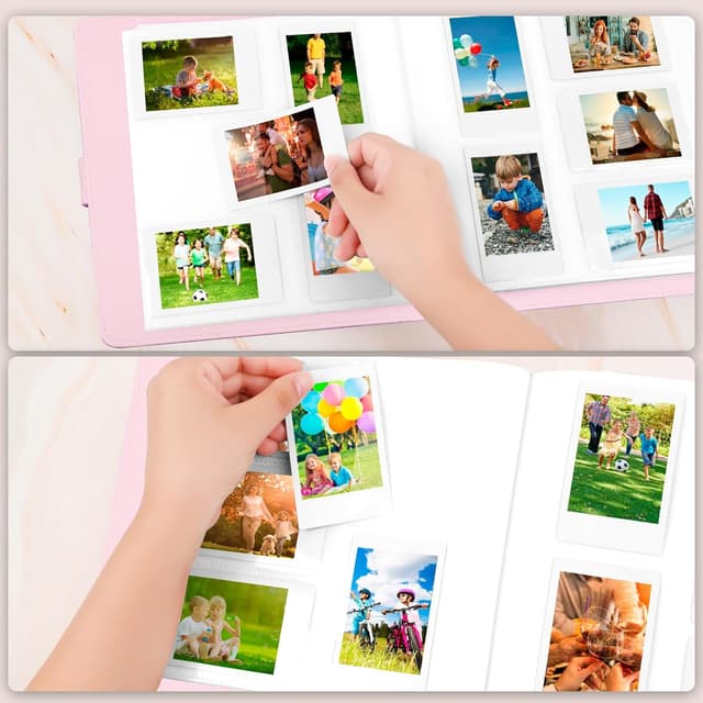 Detalle de Ruibytree 360-Fach Fotoalbum für Sofortbildkameras (Magisch Violett) – passend für Instax Mini & Polaroid Snap