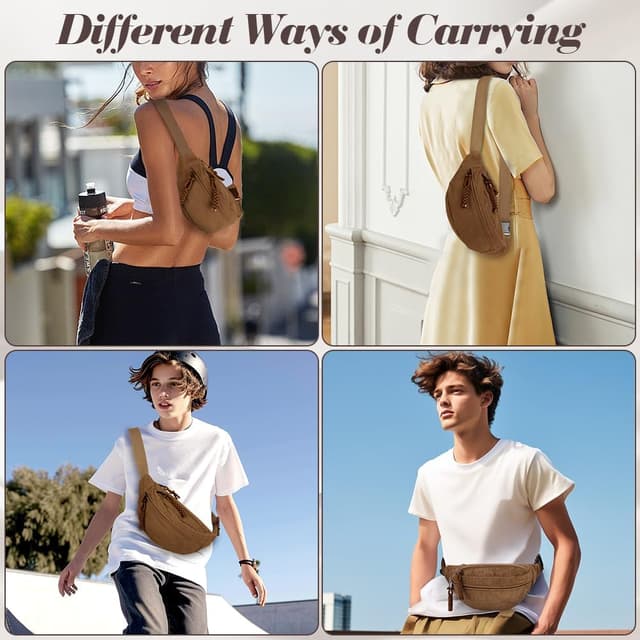 Detalle de Aucuu Cord-Bauchtasche für Damen – kleine Umhängetasche im Retro-Style