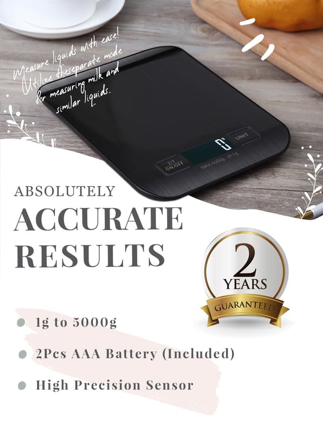 Detalle 2 de Ulixii 11 lb Digital Kitchen Scale with Tare, Touch Buttons and Backlit LCD (5 units)