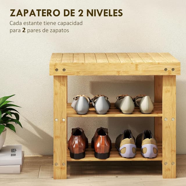 Thumbnail 3 de HOMCOM Banco Zapatero de Bambú