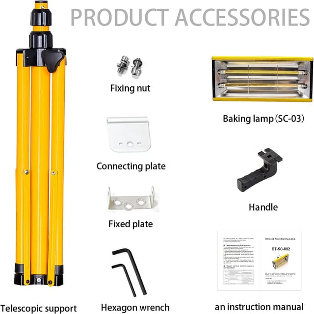 Detalle de DATOUBOSS lampada a infrarossi 2000W per polimerizzazione e asciugatura della vernice auto con staffa telescopica