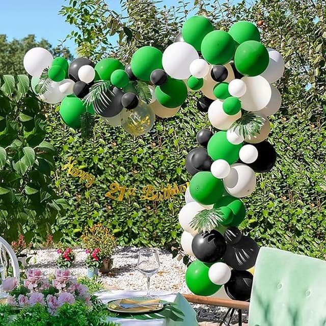 Detalle de Green and Black Balloons 50-Piece Set (12 Inch) for Birthday, Game Day & Party Decor