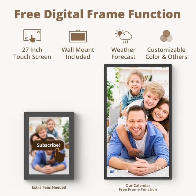 Thumbnail 6 de Dragon Touch calendrier numérique 27 pouces (1920×1080) avec mémoire 32 Go et support mural pivotant