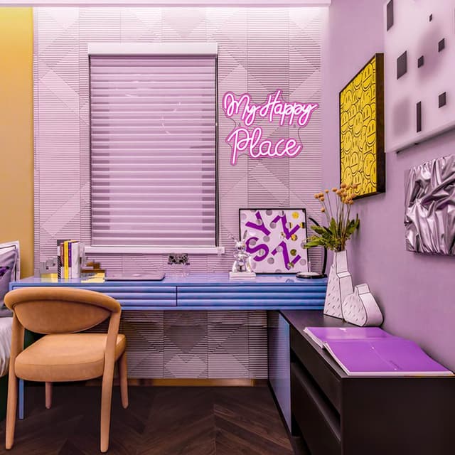 Thumbnail 3 de Letrero de neón My Happy Place ✨ para dormitorio y fiesta