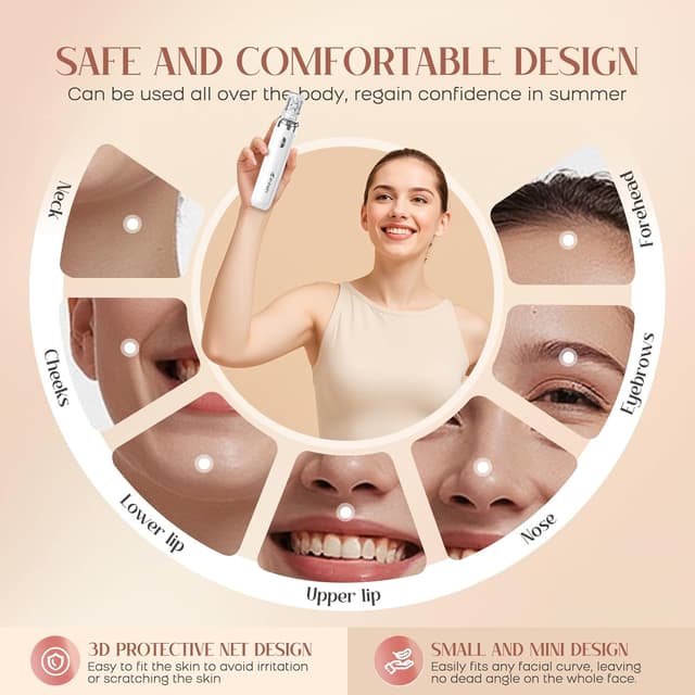 Thumbnail 3 de Facial Hair Remover for Women (2-in-1 Epilator + Face Shaver) with LED Light, USB Rechargeable – White