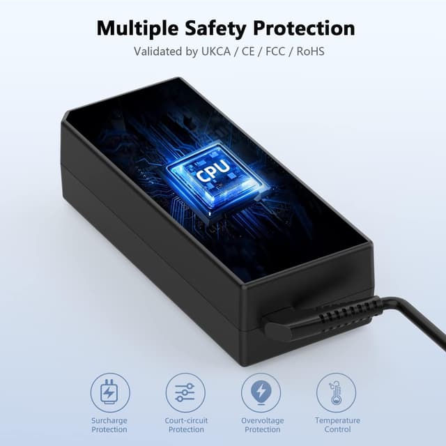 Detalle de VUOHOEG 65W Yellow USB Laptop Charger (Compatible with Lenovo ThinkPad T Series, X Series, Z Series & more)