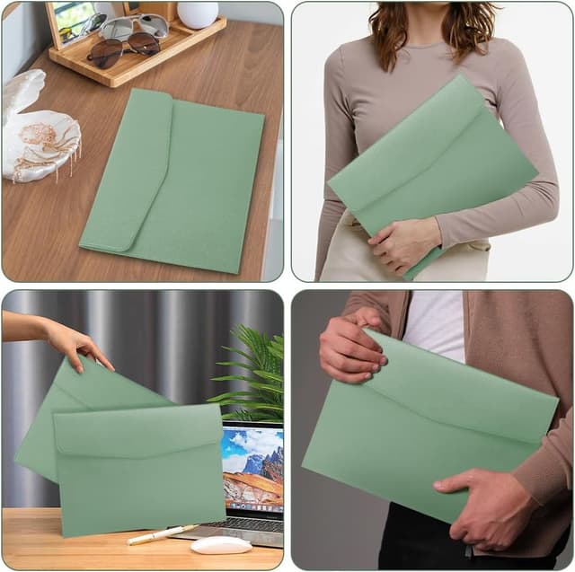 Thumbnail 6 de OFFCUP porte-documents A4 en cuir PU imperméable – lot de 2 pochettes vertes