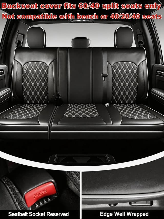Detalle de Umbrauto Custom Fit Seat Covers for Ford F-150 (2015-2026) & F-Series Super Duty (2017-2026) — Waterproof Nappa Leather