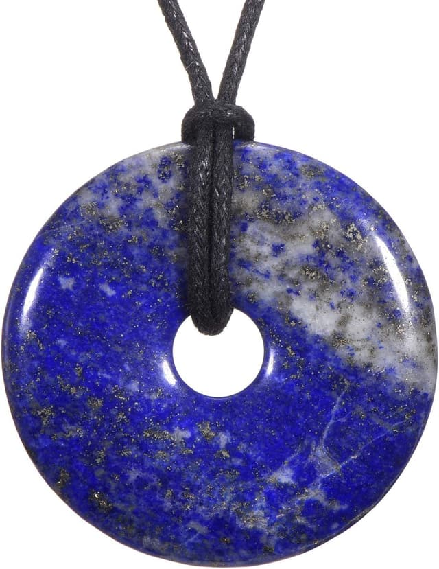 Detalle de Collier Morella Femme de 80 cm avec pendentif donut en pierre précieuse et petit sac