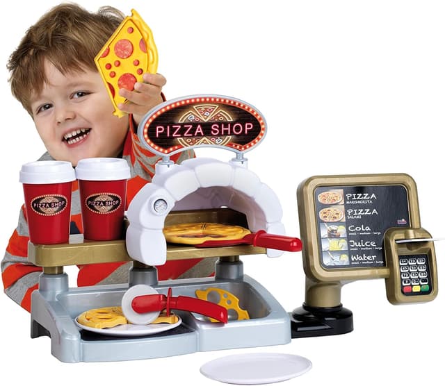 Detalle 2 de Theo Klein Pizza Shop 7309 : terminal de paiement sonore et accessoires pour jouer à la pizzéria