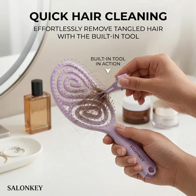 Detalle 2 de Spazzola Capelli Districante viola con ventilazione a velocità e denti distanziati