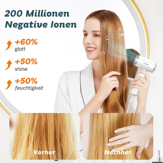 Detalle de Mini Reisefön mit Diffusor 1500W – 110.000 U/min Hochgeschwindigkeitsmotor, 290 g ultra leicht