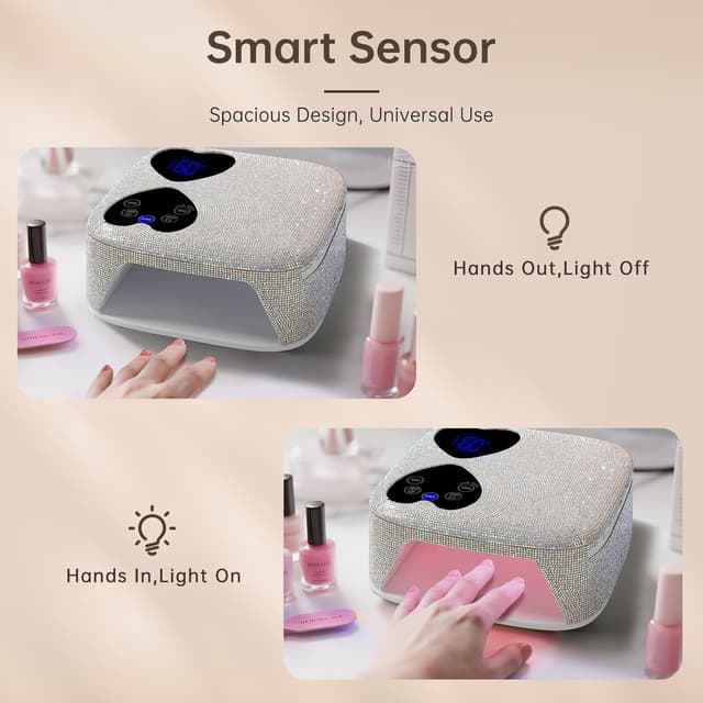 Detalle de CHRISTINE SHELLY Cordless Nail Lamp (80W) – Rechargeable UV LED Dryer with 5 Timer Settings