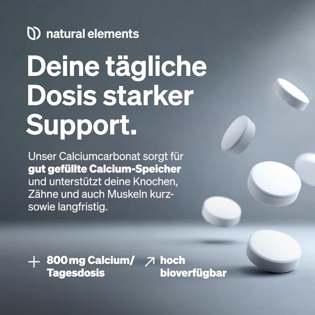 Detalle de natural elements Calcium Tabletten 800 mg Kalzium Tagesdosis 💊