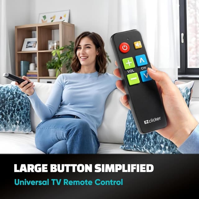 Detalle de EZClicker EZclicker TV Remote for Seniors (Big Button, Extra Simple) — Black