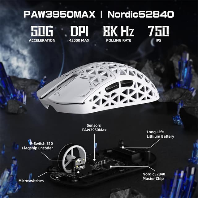 Detalle 2 de ATTACK SHARK R5 Gaming-Maus mit 42.000 DPI