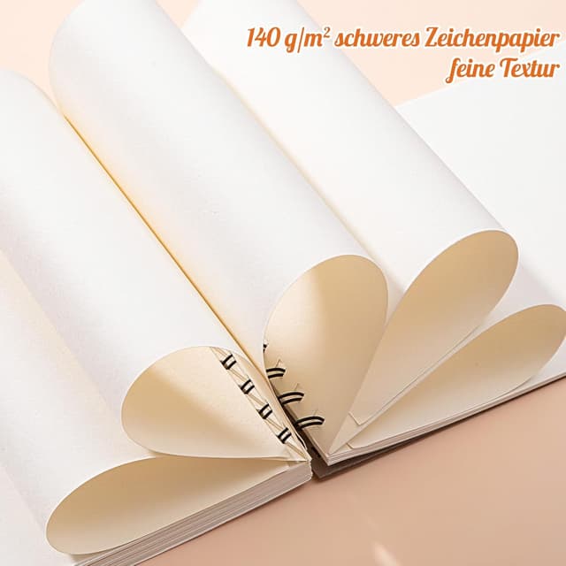 Detalle 2 de Skizzenbuch A5 für Kinder (140 g/m²) mit Doppelspiralbindung – 60 Blatt / 120 Seiten, blanko