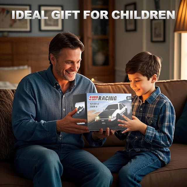 Detalle de RC Drift Car 1:24 Mini 4WD 2.4GHz – 25KM/H drift racing remote control with LED lights