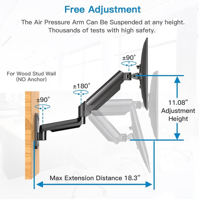Detalle de HUANUO Monitor Wandhalterung 8 kg VESA