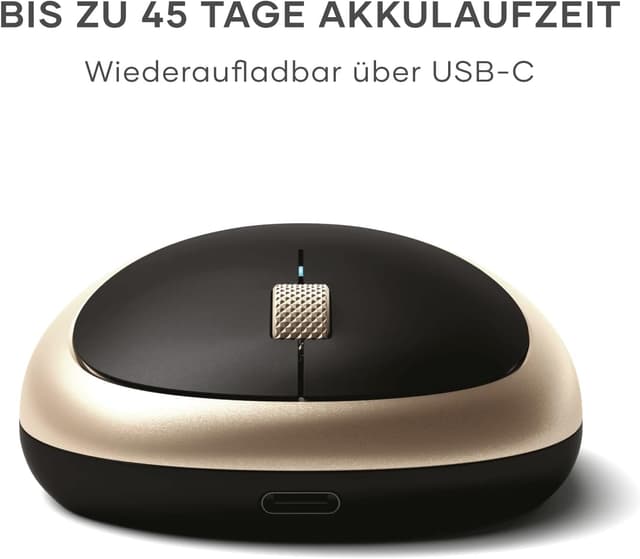 Detalle de SATECHI M1 kabellose Bluetooth-Computermaus (USB‑C wiederaufladbar) – Gold