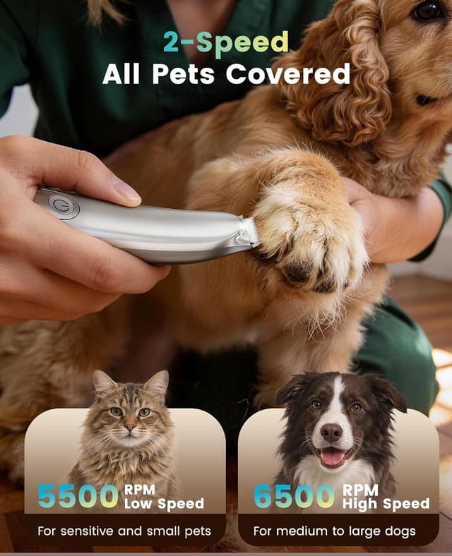 Thumbnail 2 de oneisall Upgraded Dog Paw Trimmer (2-Speed, LED, Low Noise, Curved Blade)