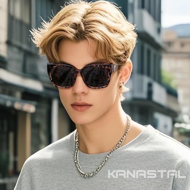 Detalle de KANASTAL Übergröße Fit-Over Sonnenbrille für Brillenträger (polarisiert, UV400, quadratisch)