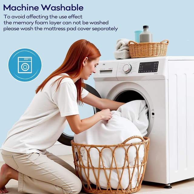 Thumbnail 6 de OLANLY Dual-Layer 4 Inch Queen Memory Foam Mattress Topper with Cooling Pillow Top & Gel Foam