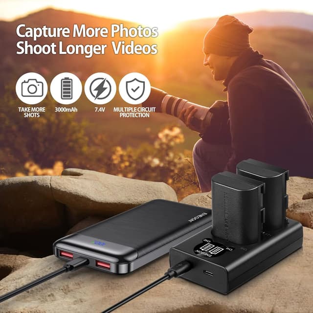 Thumbnail 6 de ENEGON LP-E6NH 3000mAh Battery & Dual LCD USB Charger Set for Canon EOS Cameras