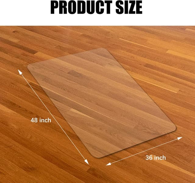 Detalle 2 de Kuyal Clear Chair Mat for Hard Floors (48 x 36 in) Transparent Office Floor Protector