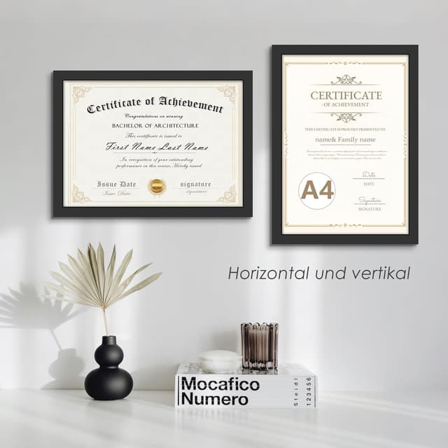 Detalle de QPQIYIY Bilderrahmen A4 (21 x 29,7 cm), 3er-Set, Schwarz