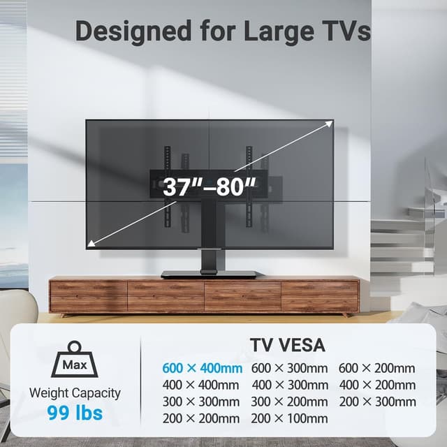 Thumbnail 4 de PERLESMITH PSTVS35 Universal Swivel TV Stand