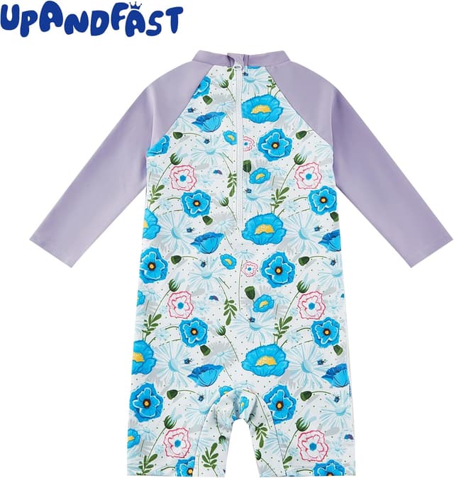 Detalle de upandfast Zipper Baby Zipper Swimwear with Snap Bottom and UPF 50+ Sun Protection (with hat)
