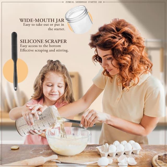 Thumbnail 5 de zunmial Sourdough Starter Jar 680 ml glass kit 🍞
